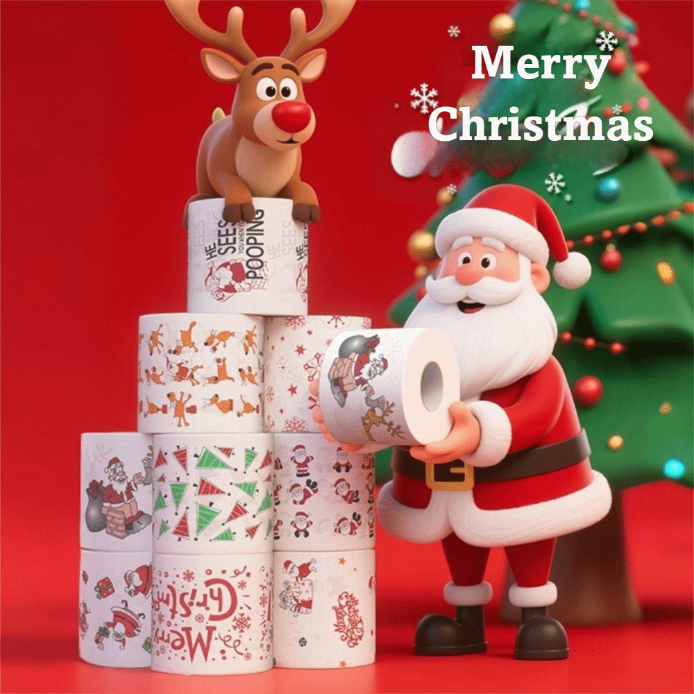 Pattern Tissue Paper - سانتا مطبوعة عيد الميلاد مناديل حمام