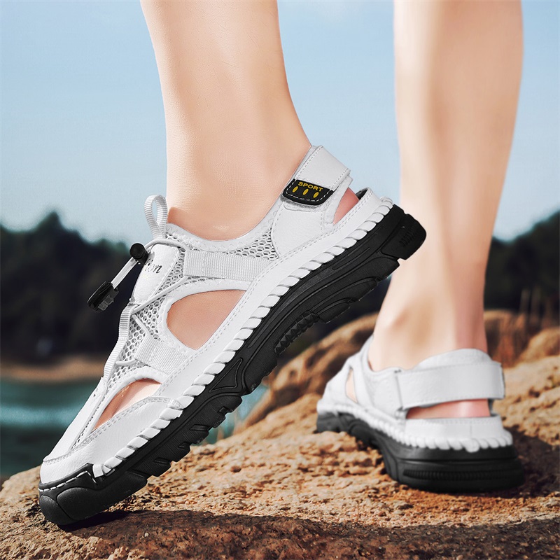 صنادل رجالية بسيطة مطبوعة بأحر - مراجعة Velcro Sew On وسعره